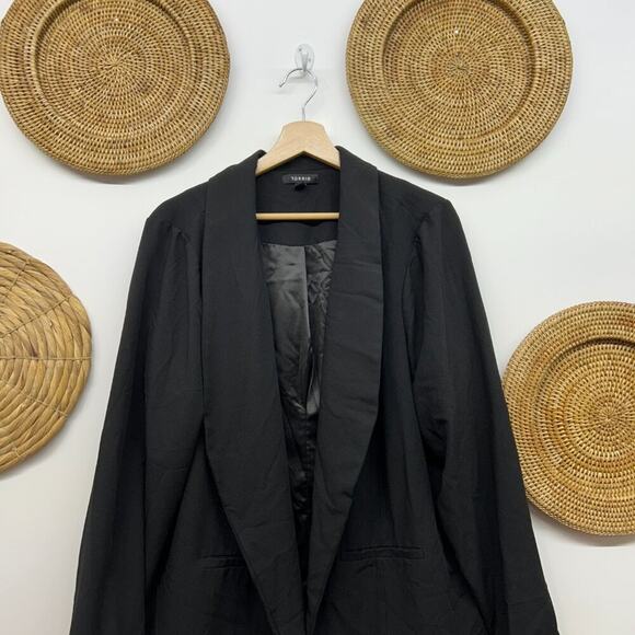 Torrid Neutral Black Open Front Collared Blazer Jacket Plus Size 2X Professional - Picture 3 of 6
